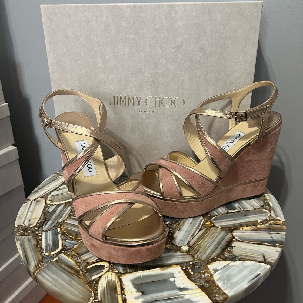 Jimmy Choo Alissa 120 Wedge Sandal Blush - Picture 5 of 9